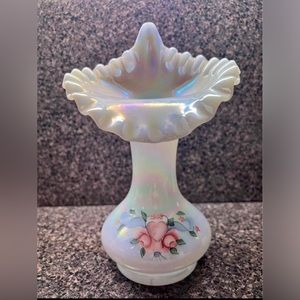 Iridescent Fenton Vase hand painted